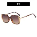 Retro square tortoise sunglasses with brown gradient lenses and glitter temples - Universal Size / C5-Splice Champagne Gray Tea