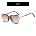 Square color-block sunglasses with retro frames and brown blue gradient lenses C7 - Universal Size / C7-Deep Tea Champagne Tea Blue