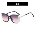 Stylish vintage square sunglasses featuring purple gradient lenses and clear black frames - Universal Size / C8-Black Transparent White Gray Pink