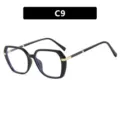 Square retro black glasses frame with glitter temples variant C9 - Universal Size / Shiny Black Frame Clear Lens