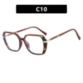 Vintage square tortoiseshell glasses frames with glitter arm detail, model C10 variant - Universal Size / C10-Deep Tea Tortoise Clear Lens
