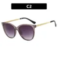 Lunettes de soleil cat-eye chic pour femmes avec monture transparente et branches dorées. - Gris Transparent Verre Dégradé (C2)