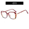 Vintage square frame glasses featuring red and leopard print color matching for women - Universal Size / C11-Transparent Red Tortoise Clear Lens