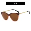 Lunettes de soleil cat-eye pour femme avec monture dégradée marron et branches dorées. - Thé Rose Verre Thé (C4)