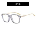 Modische quadratische, transparente hellviolette Sonnenbrille mit Perlenakzenten - Transparenter Grauer Rahmen Klare Linse