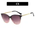 Lunettes de soleil cat eye femme vintage verre dégradé branche dorée élégante C5 - Gris Rose (C5)