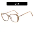 Vintage square sunglasses with champagne translucent frames and glitter temple detail - Universal Size / C14-Champagne Tea Clear Lens