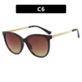 Lunettes de soleil œil-de-chat femme, verres dégradés bruns et branches dorées C6 - Imprimé Léopard Marron Dégradé (C6)