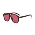 Gafas de sol aviador de gran tamaño con montura burdeos y lentes rosas de doble puente - Talla única / Burdeos