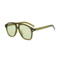 Gafas de sol de aviador para mujer con montura verde oliva y lentes verde claro. - Talla única / Verde Gelatina