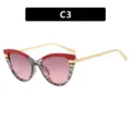 Lunettes de soleil œil de chat rouges tendance pour femmes avec branches dorées, code C3 - Style C3 / Rouge Filet Noir Gris Rose