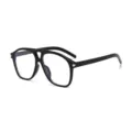 Gafas de aviador negras de gran tamaño con doble puente y lentes anti luz azul claras - Talla única / Negro Brillante Lente Transparente