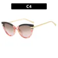 Lunettes de soleil œil de chat pour femmes avec motif quadrillé rouge, variante C4 - Style C4 / Noir Rouge Filet Brun Rose