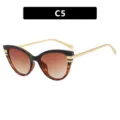 Lunettes de soleil œil de chat bicolores avec branches dorées et verres dégradés - Léopard Noir Double Thé