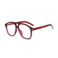 Gafas de aviador modernas de gran tamaño con doble puente y montura roja transparente - Talla única / Rojo Vino Lente Transparente