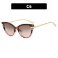 Lunettes de soleil œil-de-chat, monture écaille et rouge, branches dorées, modèle C6 - Floral Rouge Brun Rose