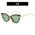 Lunettes de soleil œil-de-chat élégantes avec monture écaille et verres verts pour femme. - Monture Léopard Verres Vert Foncé