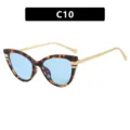 Lunettes de soleil œil de chat tendance pour femmes, monture écaille, verres bleus - Écaille Lentille Bleue