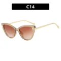 Lunettes de soleil œil de chat pour femme avec verres dégradés marron et or, C14 - Thé dégradé champagne