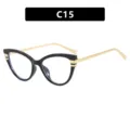 Élégantes lunettes de soleil œil de chat pour femmes, monture noire et or C15 mod. - Noir Brillant Verres Transparents