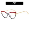Lunettes de soleil œil-de-chat pour femmes avec monture bicolore rouge - Rouge Filet Noir Lentille Claire