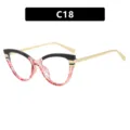 Lunettes œil de chat bicolores élégantes pour femmes noir et rouge C18 - Noir Rouge Filet Lentille Claire