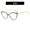 Lunettes de soleil œil de chat color-block pour femmes avec motif léopard et branches dorées - Café Écaille Lentille Claire