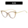 Lunettes yeux de chat pour femmes avec montures marron translucide et branches dorées - Lentille Blanche Champagne