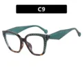 Gafas de moda ojo de gato filtro luz azul con patillas verde azulado y marco carey en C9 - Estilo de Remache Patchwork (C9) / Verde Gelatina Carey
