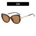 Elegantes gafas de sol ojo de gato con montura de carey y patillas con pedrería - Estilo Ojo de Gato con Strass (8093) / Montura Leopardo Lentes Té Claro