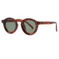 Retro round tortoiseshell sunglasses with green lenses for stylish daily wear and UV protection. - C6-Red Tortoise & Dark Green