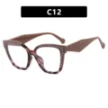 Cat-eye tortoiseshell rivet glasses frame with blue light blocking lenses in C12 style - Patchwork Rivet Style (C12) / Pink Jelly Tortoiseshell and Coffee