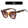Stylish tortoiseshell cat-eye sunglasses with rhinestone accents, variant C5 for women. - Patterned Double Tea