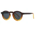 Retro round gradient amber sunglasses for women and men fashion UV400 sun protection eyewear - C7-Brown Top, Yellow Bottom & Gray Lenses