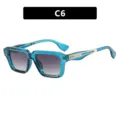 Gafas de sol cuadradas vintage para hombre en azul transparente, lentes degradadas C6 - Universal / Montura Azul Gris Degradado (C6)