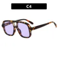 Lunettes de soleil carrées rétro pour femme avec monture écaille et verres violets chic. - Taille Standard / Écaille Verre Violet (C4)