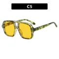 Lunettes de soleil carrées rétro cadre écaille vert verres jaunes lunetterie tendance femme - Taille Standard / Écaille Verte Verre Jaune (C5)