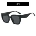 Gafas de sol cuadradas oversize negras modernas para mujer, variante modelo C1 chic - Negro Brillante Lente Gris