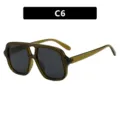 Lunettes de soleil carré rétro surdimensionnées à double pont pour femmes, tendance chic. - Taille Standard / Vert Gelée Verre Gris (C6)