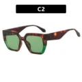 Gafas de sol cuadradas para mujer con montura de carey y lentes verdes - Carey Empalme Verde Lentes Verde Oscuro