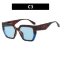 Gafas de sol cuadradas elegantes para mujer con montura de carey, lentes azules y protección UV - Carey Empalme Azul Lentes Azules