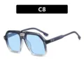 Oversized pilot sunglasses with gradient blue lenses and bold dark frame for stylish wear. - Gradient Blue Transparent Frame Blue Lens