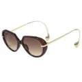Lunettes de soleil ovales pour femmes avec branches dorées et verres marron dégradés - Monture Thé Lentille Double Dégradé Thé (C8)