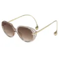 Lunettes de soleil oversize avec branches dorées incurvées et verres dégradés - Monture Champagne Lentille Thé Dégradé (C9)