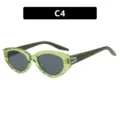 Occhiali da sole cat-eye per bambini con montatura verde trasparente e rivetti. - Lente Grigia (C4) / Verde
