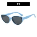 Trendige hellblaue Katzenaugen-Sonnenbrille für Kinder mit UV-Schutz für Jungen und Mädchen C7 - Blau Rahmen Grau Gläser (88112)
