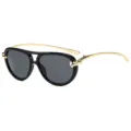 Occhiali da sole aviator classici con montatura nera e stanghette dorate a nodo - montatura nera con lenti grigie