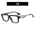 Gafas de sol retro negras de montura cuadrada con patillas de carey y detalles dorados - Universal / Montura Negra Patilla de Carey Lente Transparente (C8)