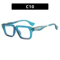Gafas de sol cuadradas vintage en azul translúcido con tachuelas metálicas plateadas - Universal / Montura Azul Lente Transparente (C10)