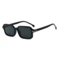 Trendy black square sunglasses for women and men, retro vintage style modern street eyewear. - Glossy Black/Grey Lens